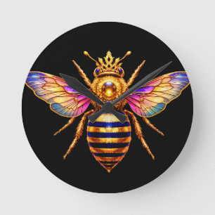 Reloj Redondo Mediano Reina Abeja Con Corona