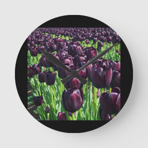 Reloj Redondo Mediano Reina de los tulipanes de la noche