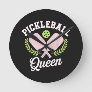 Reloj Redondo Mediano Reina de Pickleball Divertido Jugador de Picklebal