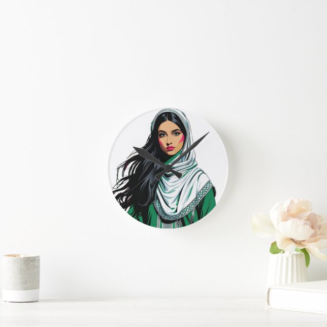 Reloj Redondo Mediano "Reina pop saudita - Audaz patrimonio artístico de (Hogar)