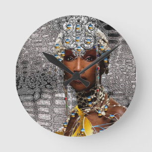 Reloj Redondo Mediano Reina tribal africana