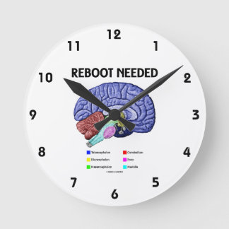 Reloj Redondo Mediano Reiniciar necesario (Humor Cerebral Anatómico)