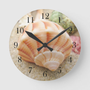 Reloj Redondo Mediano Relámpago con caparazón de mar a rayas