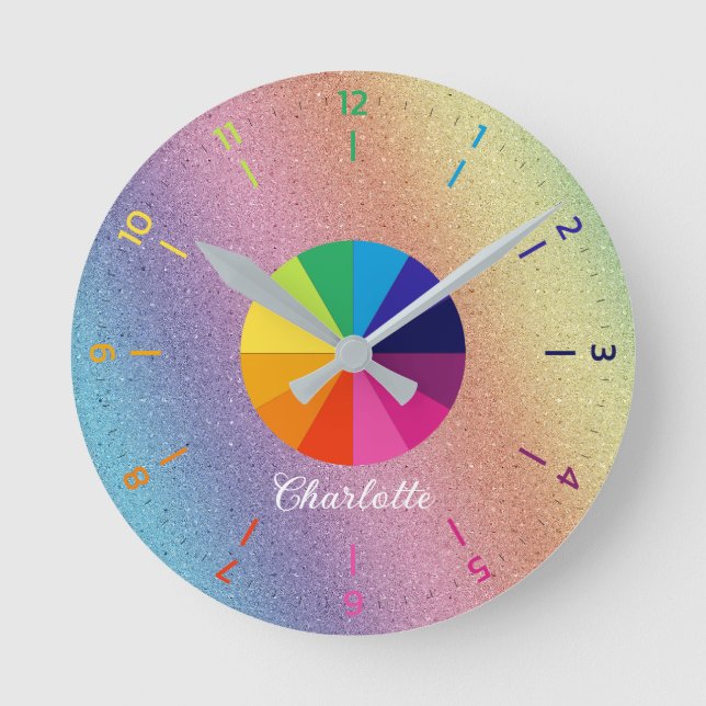 Reloj Redondo Mediano Relieve metalizado irlandés arcoiris niños educaci (Anverso)