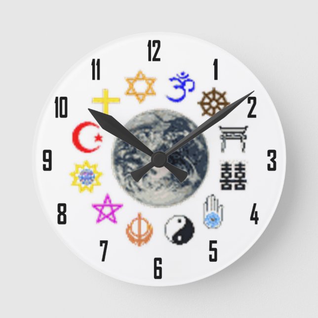 RELOJ REDONDO MEDIANO RELIGIONES DEL MUNDO (Anverso)