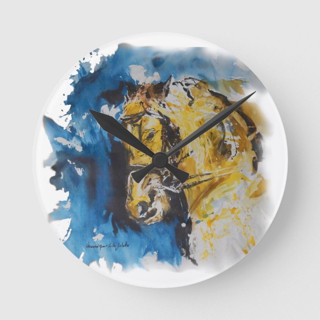 Reloj Redondo Mediano Relógio de parede Cavalo em Manchas Aguadas (Anverso)