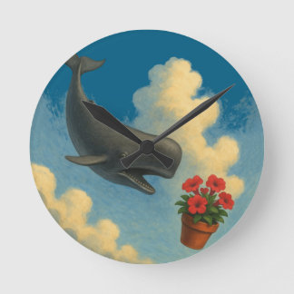 Reloj Redondo Mediano Relógio de Parede Whale & Bowl Of Petunias