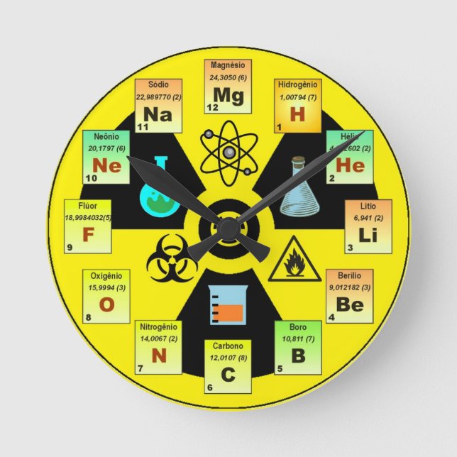 Reloj Redondo Mediano Relógio para Químicos (Anverso)