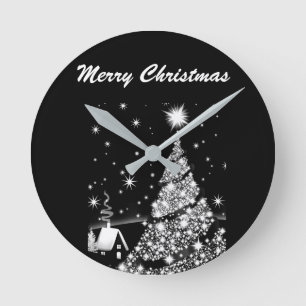 RELOJ REDONDO MEDIANO **RELOJ DE NAVIDAD FRÍO EN BLANCO Y NEGRO**