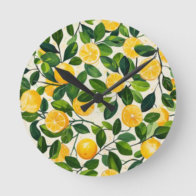 Reloj Redondo Mediano "Reloj de pulsera fresco de limón" (Anverso)