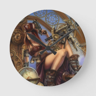 Reloj Redondo Mediano ¡Reloj del viajero del tiempo de Steampunk!