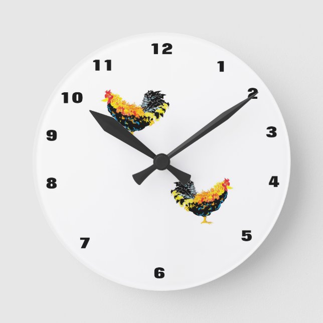 Reloj Redondo Mediano Reloj, : Rooster (Anverso)