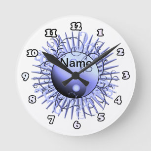 Reloj Redondo Mediano Remolino Azul Yin Yang
