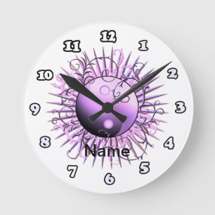 Reloj Redondo Mediano Remolino Violeta Yin Yang