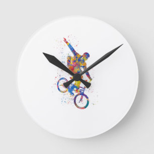 Reloj Redondo Mediano Remolque de color de agua bmx