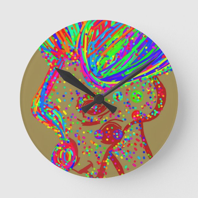 Reloj Redondo Mediano Reno Payaso  (Anverso)