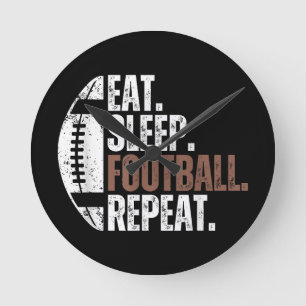 Reloj Redondo Mediano Repetición De Fútbol Vintage Eat Sleep