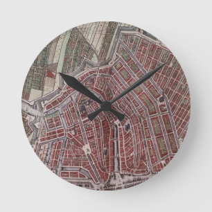 Reloj Redondo Mediano Replica city map of Amsterdam 1652
