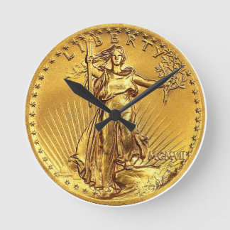 Reloj Redondo Mediano Réplica de moneda de oro de $20 de alto relieve es