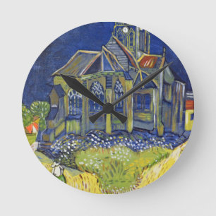 Reloj Redondo Mediano reproducción de arte de Van Gogh, La Iglesia en Au