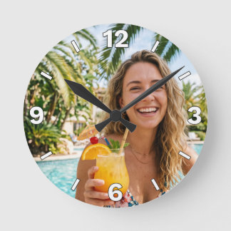 Reloj Redondo Mediano Resort Poolside Tropical Vacation Cocktails Bar