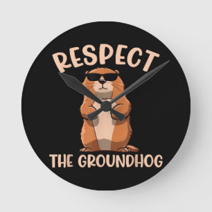 Reloj Redondo Mediano Respetar la marmota - Día de la marmota de la marm