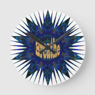 Reloj Redondo Mediano Respira, En Blue Boho Star,