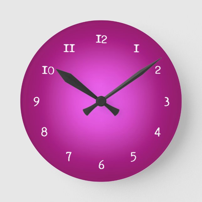 Reloj Redondo Mediano Resplandor rosado (Anverso)