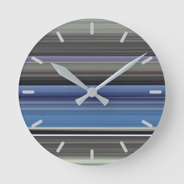 Reloj Redondo Mediano Resumen #1: Azul y gris (Anverso)
