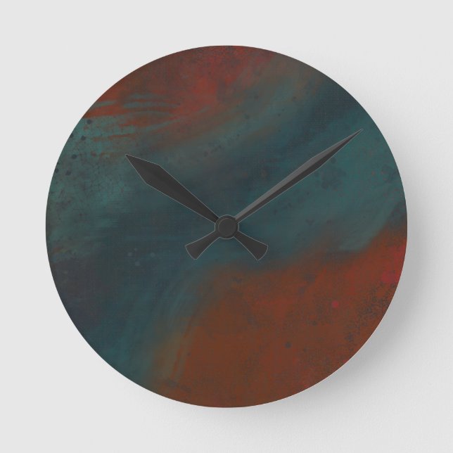 Reloj Redondo Mediano Resumen 1: rojos y azules (Anverso)