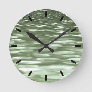 Reloj Redondo Mediano Resumen #3: Borrón verde oliva