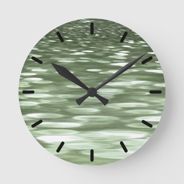 Reloj Redondo Mediano Resumen #3: Borrón verde oliva (Anverso)