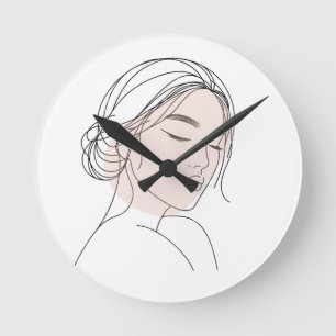 Reloj Redondo Mediano Resumen Arte mínimo femenino de una sola línea