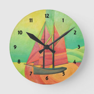 Reloj Redondo Mediano Resumen cubano de arte geométrico