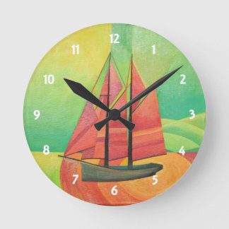 Reloj Redondo Mediano Resumen cubano de arte geométrico