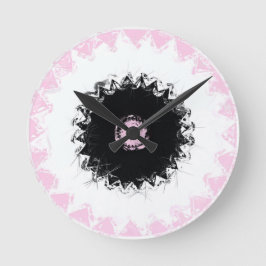 Reloj Redondo Mediano Resumen de charla negra, blanca y rosa
