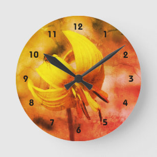 Reloj Redondo Mediano Resumen De Flor De Lirio De Trucha Silvestre Y Ami