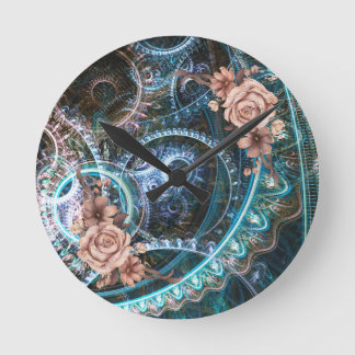Reloj Redondo Mediano Resumen del Rosa ruso vintage Steampunk