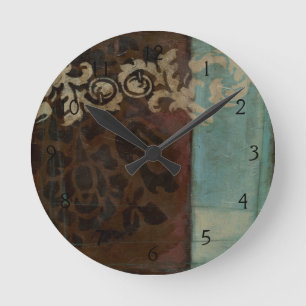 Reloj Redondo Mediano Resumen del tapiz de Damask de Jennifer Goldberger
