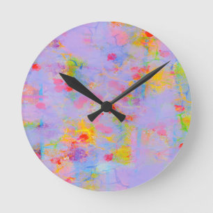 Reloj Redondo Mediano Resumen Diseño de Campo de Flor Silvestre