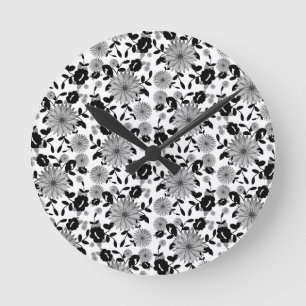 Reloj Redondo Mediano Resumen Diseño de Florencia Gris Blanco Negro