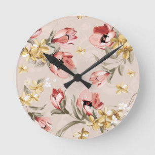 Reloj Redondo Mediano Resumen Elegancia patrón floral 3