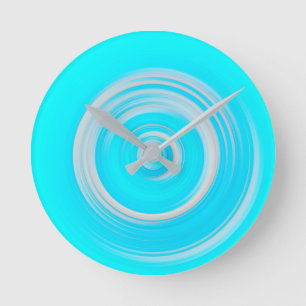 Reloj Redondo Mediano Resumen espiral rosa y azul pastel Resumen contemp