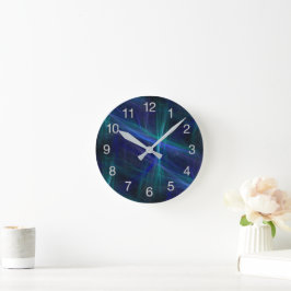 Reloj Redondo Mediano Resumen Fractal de niebla verde oscuro