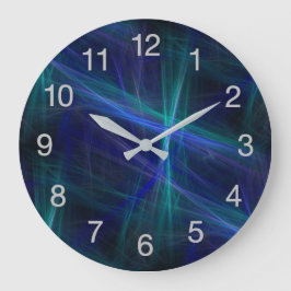 Reloj Redondo Mediano Resumen Fractal de niebla verde oscuro