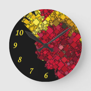 Reloj Redondo Mediano Resumen Geométrico Contemporáneo 5 Números Amar