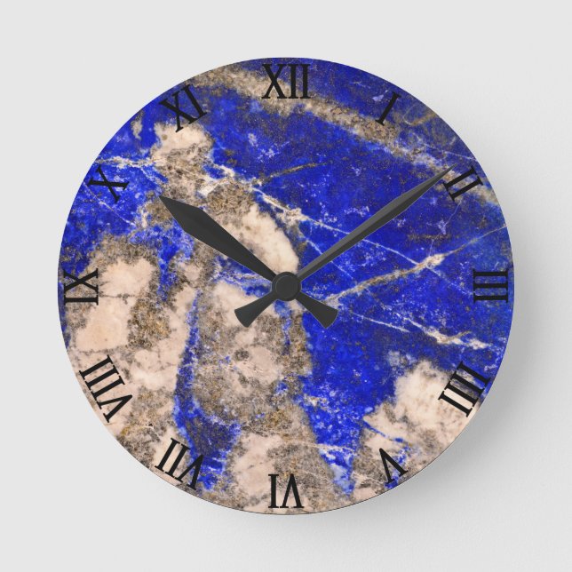 Reloj Redondo Mediano Resumen Lapis Lazuli Blue Granite (Anverso)