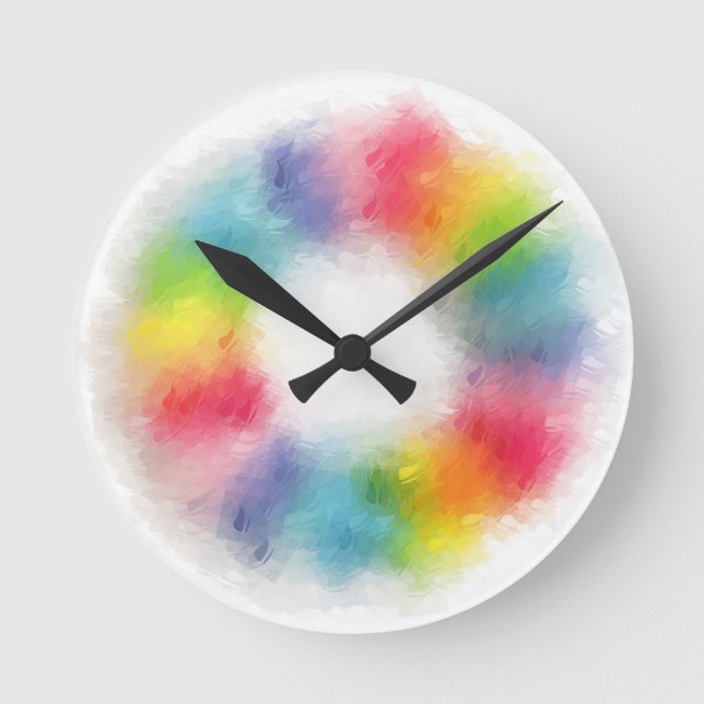 Reloj Redondo Mediano Resumen Naranja amarillo azul verde rosa rojo púrp (Anverso)