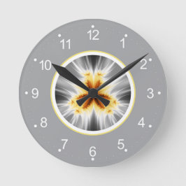Reloj Redondo Mediano Resumen Naranja Gray Fractal