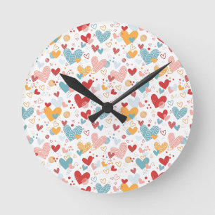 Reloj Redondo Mediano Resumen patrón de corazones arrojar almohada